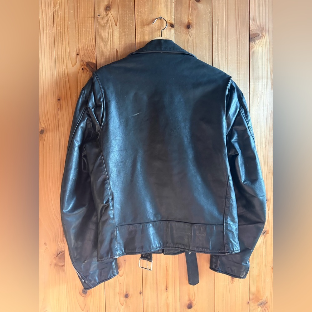 Vintage 1970s EXCELLED Leather Motorcycle Jacket // Size 40 - Picture 4 of 7